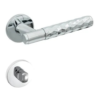 Produktbild von Türgriffe Set WC/Bad Türklinken für Innentüren in Silber Chrom Drückergarnitur für Zimmertür mit runder Rosettengarnitur aus Zink Türbeschlag Gavroche