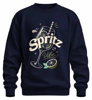 Zdjęcie produktu dla Spritz Vibe, cytryna, letni koktajl, aperitif, Aperol, wakacje, bluza z kapturem, granatowy, rozmiar XL