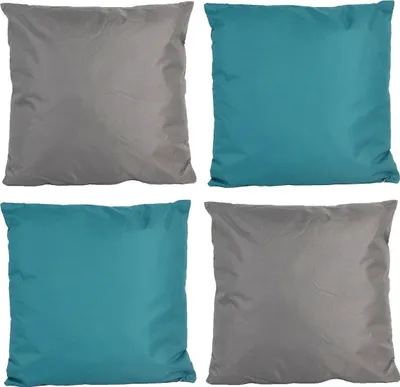 Produktbild von JACK 4x Outdoor Lounge Kissen 45x45cm viele Farben Dekokissen inkl. Füllung Wasserfest Sitzkissen Garten Stuhl, Farbe:2x Petrol - 2x Anthrazit