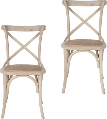 Zdjęcie produktu dla Zestaw 2 krzeseł z litego drewna i trzciny, szerokość 61 cm - BISTRO
