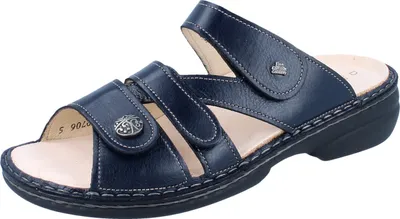 Productafbeelding van Finn Comfort, Ventura-Soft, Damen, Pantoffels, Ozean, Blauw, Leer, NIEUW - Dameschoenen. Pantoffels / Teenslippers, blauw, leer (nubuck)