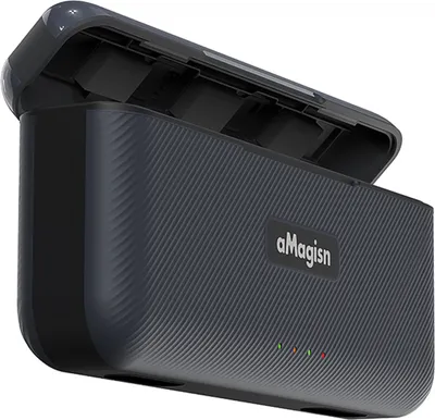 Produktbild von aMagisn AA07 3-Slot-Schnellladebox Akkuladegeraet Type-C PD Schnellladehuelle mit TF-Kartensteckplaetzen Sportkamera-Zubehoer Ersatz fuer DJI OSMO Action 4/3