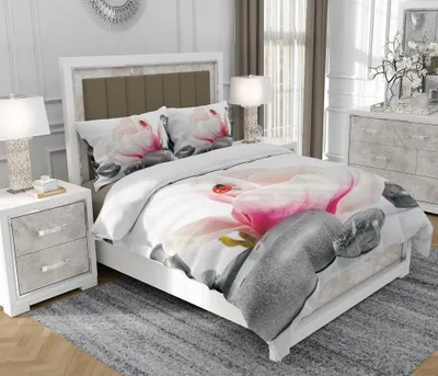 Produktbild von Bettwäsche 140x200 cm + 2x70x80 cm, 3-teilig, 100% Baumwolle, Satin, Reißverschluss, Blumen, Bunt - SOVIO | So.0063