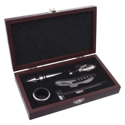 Produktbild von ORION Weinzubehör WEIN-SET Korkenzieher Flaschenverschluss Antitropf-Ring Thermometer