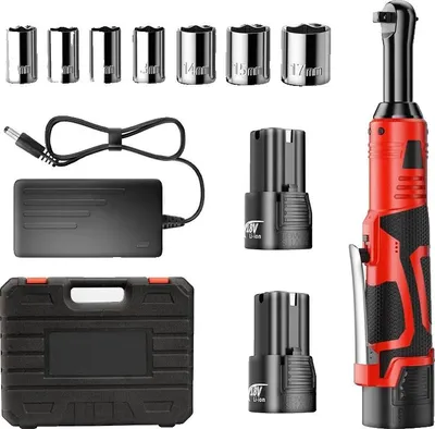 Immagine prodotto di Chiave a cricchetto a batteria, coppia 50 Nm, 7 bussole incluse, set di 2 batterie