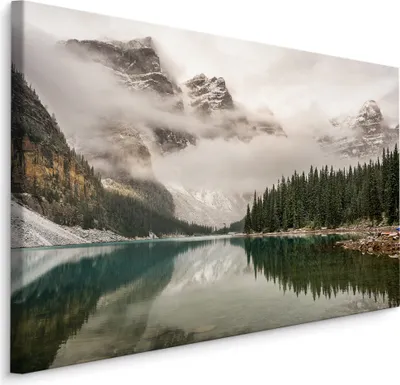 Zdjęcie produktu dla Obraz Jezioro Moraine Kanada Ozdoba ścienna z efektem 3D Krajobraz Nowoczesny 70x50cm