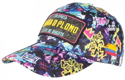 Immagine prodotto di Kappe Plata o Plomo: giallo e viola. Strass. Abbigliamento streetwear. Colombia. Berretto da baseball, giallo