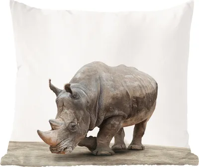 Produktbild von MuchoWow® Zierkissen Sofakissen Wohnzimmer Dekokissen 45x45 cm Nashorn - Jungen - Wildtiere - Kinder - Mädchen - Tiere - Schlafpolster - Polster für das Sofa