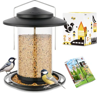 Produktbild von Vogelfutterhaus 18 cm, schwarz, 6 Öffnungen, für Außenbereich