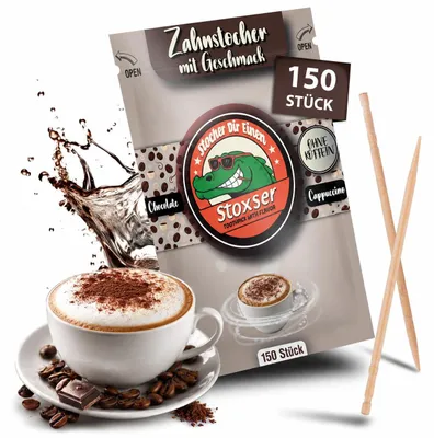 Zahnstocher mit Schoko-Cappuccino-Geschmack, 150 Stück, zuckerfrei