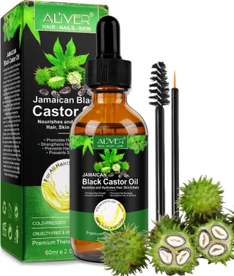 Produktbild von Rizinusöl Castor Öl für Haut, Haar, Bart, Wimpern, Nägel Pflege, kaltgepresst Bio Vegan, 1x 60ml