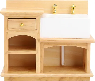 Zdjęcie produktu dla akcesoria do domku dla lalek 1:12, miniaturowe meble, realistyczny zlew kuchenny, drewniana umywalka