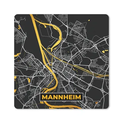 Produktbild von MuchoWow® Mauspad Mousepad Mannheim - Gold - Karte - Deutschland 30x30 cm - Mousepads - Maus Mat - Pad - Mausunterlage - Gaming