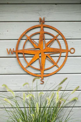 Produktbild von Windrose Kompass Metall Rost rostige Gartendeko Edelrost Wanddekoration zum anschrauben rostige Gartendekoration 50cm
