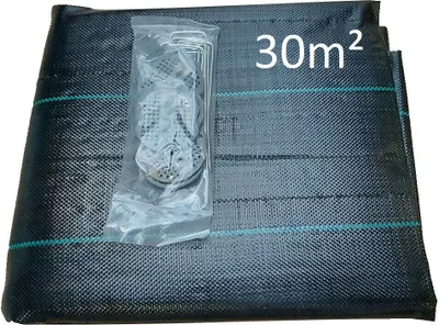 Produktbild von 30 m² Bändchengewebe Bodengewebe Unkrautvlies + 10 Erdanker Vlies Mulchgewebe