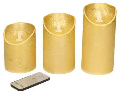 Produktbild von Anna's Collection Stumpfe Kerzen - 3x - gold - LED-Kerzen