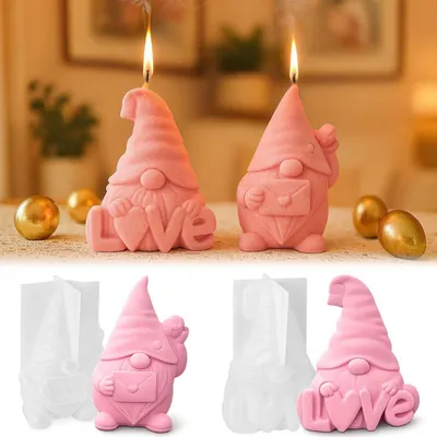 Image de Moules en silicone, moules de coulage, lutins avec cœur – 2 pièces, pour bougies et résine