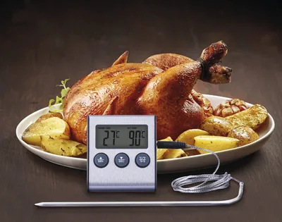 Küchentimer mit Fleischthermometer, Sonde 1,4 m, LCD, Countdown