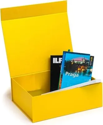 Obrázok produktu pre Magnetická darčeková krabička Perlovožltá 330 x 255 x 115 mm (vonkajšie rozmery) Darčeková krabička A4