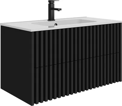 Productafbeelding van Badkamermeubel - Wandkast - Wastafelmeubel - Opbergkast - Badkamerkast - 90 x 45 x 50 cm - Keramische Wastafel