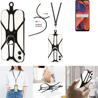 Produktbild von K-S-Trade 3in1 Handykette Handyband Handykordel Halsband Smartphone-Ring Handy-Ring kompatibel mit Oppo Reno4 Z 5G Fingerhalterung Handyring