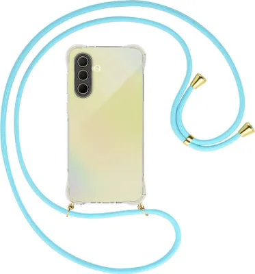 Produktbild von Handykette Backcover-Schutzhülle mit Band (Metall goldfarben) für Samsung A36 5G - himmelblau