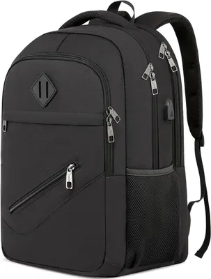 Immagine prodotto di Zaino da uomo, borsa per laptop da 15,6 pollici, nero, impermeabile, leggero, ideale per la scuola