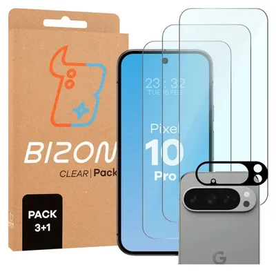 Produktbild von Bizon Glass Clear Pack 3x Bildschirmglas + Kameraglas Google Pixel 10 Pro