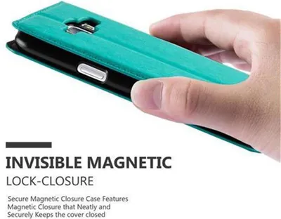 Produktbild von Cadorabo Hülle für Samsung Galaxy J1 2015 Schutz Hülle in Türkis Handyhülle Etui Case Cover Magnetverschluss