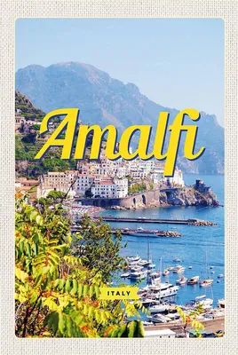 Produktbild von vianmo Holzschild 18x12 cm Amalfi ItalyMeerblick Bildmotiv Reisemotiv Abenteuer Reisen