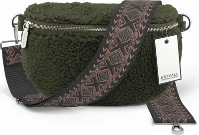 Produktbild von ARTVALL - Umhängetasche Teddy, Klein mit verstellbarem Schultergurt, abnehmbares Taschenband, Crossbody Bag in dunkelgrün