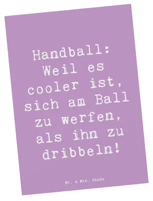 Produktbild von Mr. & Mrs. Panda Postkarte Spruch Handball Action - Lavendeltraum - Geschenk, Schnelligkeit, intensiver Sport, Sportart, bildkarte, Postkarten, Fotokarte, Sportler