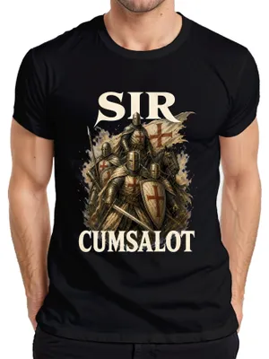 Obrázek produktu pro Pánské tričko "Sir Cumsalot Ritter Kreuzritter", středověké motivy, černá barva, velikost L