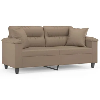 Produktbild von 2-Sitzer-Sofa mit Zierkissen Cappuccino-Braun 140 cm Kunstleder