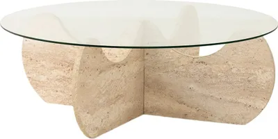Produktbild von Skye Decor, Himalayas - Travertine, Couchtische, Travertin, Glas, 90 x 30 x 90 cm