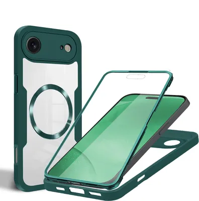 Produktbild von Für Apple iPhone 17 Air MagSafe Ring Full Body 360 Grad Acryl TPU Hülle Grün
