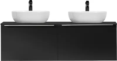 Produktbild von Doppelwaschtisch 120cm mit Aufsatzbecken, matt schwarz, PUEBLA-56-BLACK