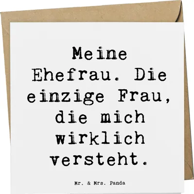 Produktbild von Mr. & Mrs. Panda Grußkarte Spruch Ehefrau Verständnis - Weiß - Geschenk, Glückwunschkarte, doppelkarte, anlasskarte, handgemacht, für, herzerwärmende Sprüche, Jahrestag