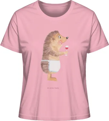 Produktbild von Mr. & Mrs. Panda Damen T-Shirt Igel Wein Größe S - Baumwolle Pink - Geschenk, Baumwoll, Lustige Sprüche, Spruch, Sommershirt, Oberteil, shirt, Weinglas, Weißwein, Rotwein
