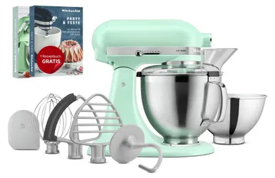 Produktbild von KitchenAid 5KSM195PSESD, Standmixer, Mintfarbe, Silber, Schlagen, Kneten, Mixen, 1 m, 4,8 l, Leiter
