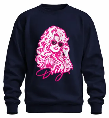 Productafbeelding van Dolly Parton, country zangeres, cowgirl, retro western sweatshirt, marineblauw, maat S