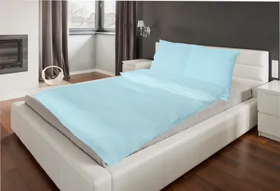 Produktbild von Bettwäsche 135x200 + 80x80 Satin HOTEL DAMAST Premium Baumwolle 2 teilig Blau