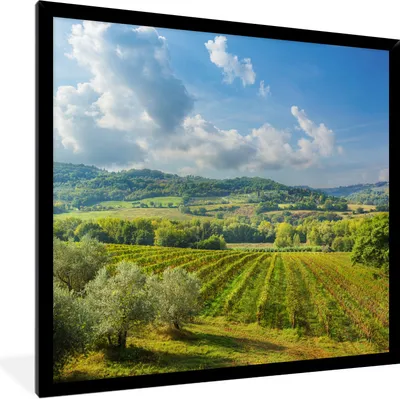 Produktbild von MuchoWow® Gerahmtes Poster Toskana - Landschaft - Wolken 40x40 cm - Poster mit Schwarzem Bilderrahmen Wandposter Rahmen Foto Bilder - Mit Rahmen - Wanddekoration Schlafzimmer