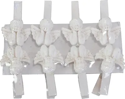 Produktbild von Set mit 8 Engelsclips, 4,5 cm, weiß