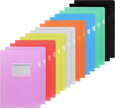 Productafbeelding van Mappen A4, 16 Stuks, 8 Kleuren, Plastic, Voor Documenten Organiseren, Kantoor, School