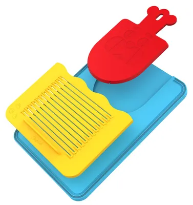 Kinder-Schneidbrett-Set 3-in-1, rutschfest, 40,5x24,5 cm