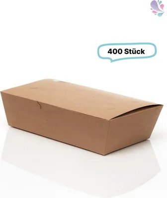 Produktbild von Meal-Box 1.000ml 400 Stk, to go, take away, biologisch abbaubar, natürliches Design, weiße Innenschicht