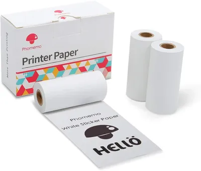 Produktbild von Phomemo Weißes Selbstklebendes Thermopapier 50mm x 3.5m for M02/M02S/M02Pro/M03/M04S/M04AS Sticker Drucker, 2 Jahre Lagerung, 3 Rollen