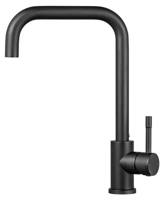 Image de Robinet de cuisine noir en acier inoxydable, haute pression, pivotant à 360°, mitigeur, raccordement G3/8