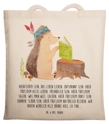 Produktbild von Mr. & Mrs. Panda canvas tasche Igel Federschmuck - Transparent - Geschenk, Tote Bag, Indianer, Stoffbeutel, Jutetasche, Tiere, Camping, Laptoptasche, Lagerfeuer